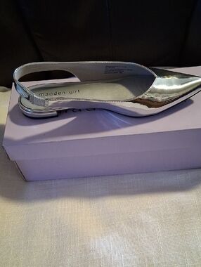 Madden Girl Silver Pointed-Toe Slingback Flat
